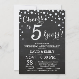 Convites Aniversário de 5 anos de Casamento Quadro Negro Pr