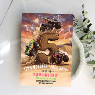 Convites Aniversário de 5 anos do Monster Truck Boom Crash