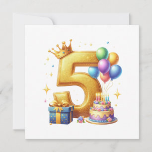 Convites Aniversário de 5 anos dourado