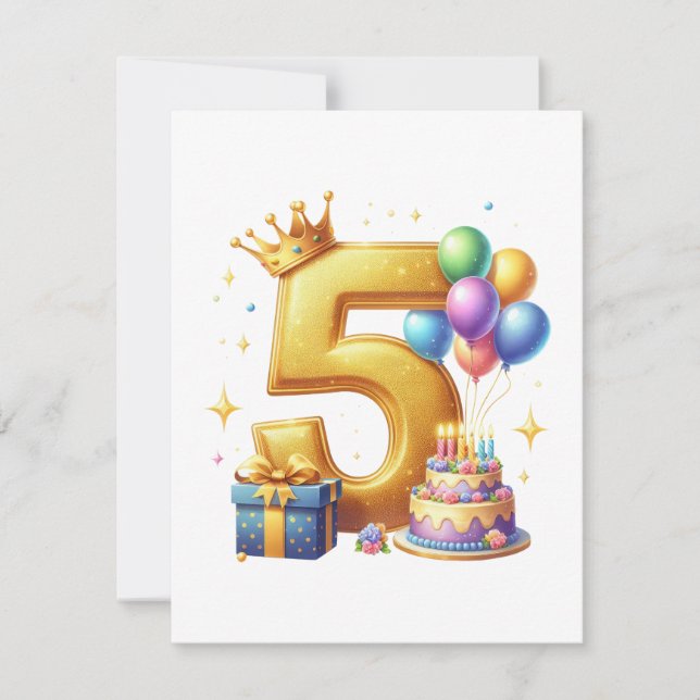 Convites Aniversário de 5 anos dourado (Frente)