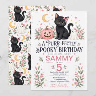Convites Aniversário de 5 anos Purr-feitamente Assustador d