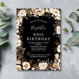 Convites Aniversário de 60 70 80 anos dourado preto branco