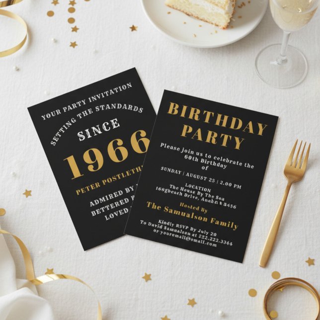 Convites Aniversário de 60 anos 1966 Adicionar Nome Ano Pre (1966 birthday invite. White background.)
