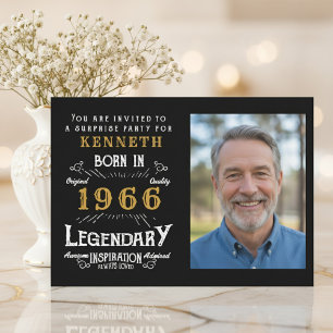 Convites Aniversário de 60 anos 1966 Personalizado Preto Do