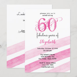 Convites Aniversário de 60 anos 60 anos fabulosos ROSA