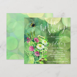 Convites aniversário de 60 anos aquarela de flores silvestr