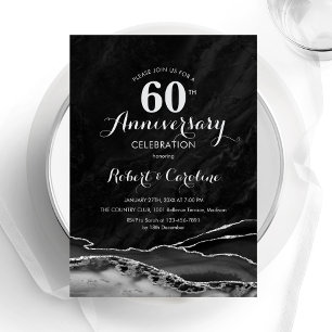 Convites Aniversário de 60 anos Black Silver