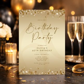 Convites Aniversário de 60 anos Champagne Ouro de Luxo