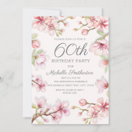 Convites Aniversário de 60 anos da Mulher com Flores Cor-de