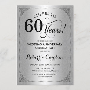 Convites Aniversário de 60 anos de Casamento - Damasko Pret
