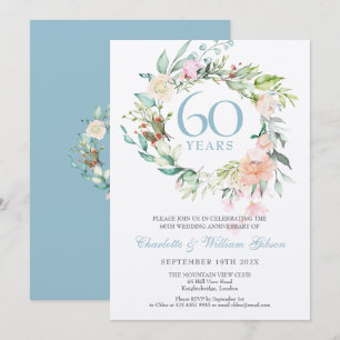Convites Aniversário de 60 anos de casamento de diamante