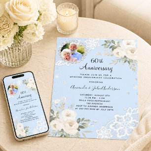 Convites Aniversário de 60 anos de casamento de diamantes a