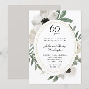 Convites Aniversário de 60 anos de casamento em aquarela fl