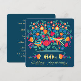 Convites Aniversário de 60 anos de Casamento Folk Art