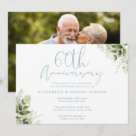 Convites Aniversário de 60 anos de Casamento Foto Floral Ve