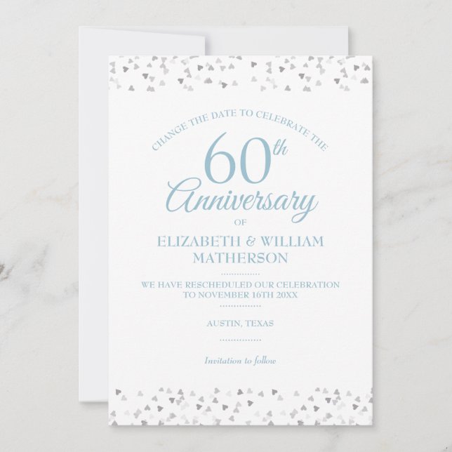 Convites Aniversário de 60 Anos de Casamento Mude a Data Co (Frente)