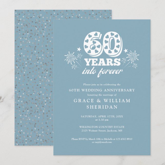 Convites Aniversário de 60 anos de casamento para sempre (Frente/Verso)