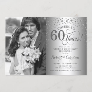 Convites Aniversário de 60 anos de Casamento Prateado com F