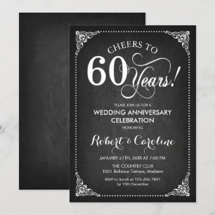 Convites Aniversário de 60 anos de Casamento - Quadro Negro