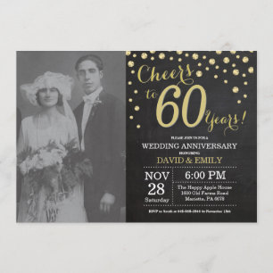 Convites Aniversário de 60 anos de Casamento Quadro Negro e