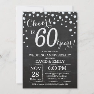 Convites Aniversário de 60 anos de Casamento Quadro Negro P
