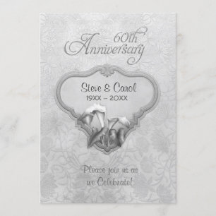 Convites Aniversário de 60 anos de casamento Silver Calla