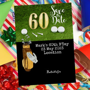 Convites Aniversário de 60 anos de Golf com bola de golfe n