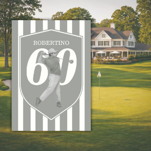 Convites Aniversário de 60 anos de Golfe Préppy Vintage Cin