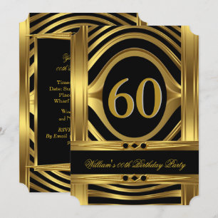 Convites Aniversário de 60 anos do homem Metal Dourado Olha