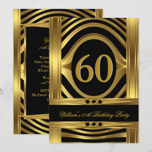 Convites Aniversário de 60 anos do homem Metal Dourado Olha