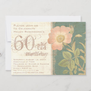 Convites Aniversário de 60 anos do Jardineiro Elegante Rosa