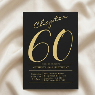 Convites Aniversário de 60 anos do marido, festa preto e do