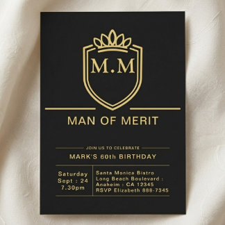 Convites Aniversário de 60 anos do Pai, Festa Preto e Doura