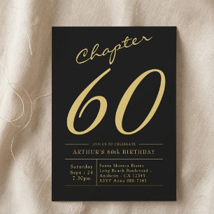 Convites Aniversário de 60 anos do Pai, Festa Preto Ouro