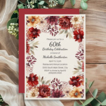 Aniversário de 60 anos em Floral Aquarela Creme Bo