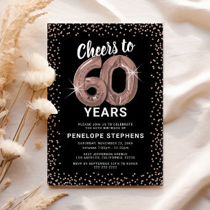 Convites Aniversário de 60 anos em Rose Gold