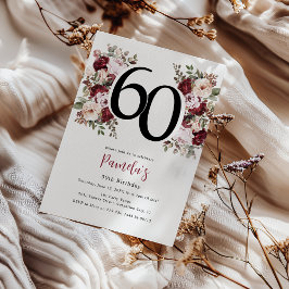 Convites Aniversário de 60 anos Floral Elegante