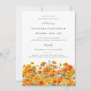 Convites Aniversário de 60 anos Marigold Flor do Mês de Nas