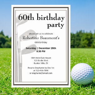 Convites Aniversário de 60 anos masculino Golfe Moderno Pre