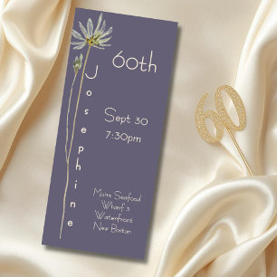 Convites Aniversário de 60 anos Minimalista Floral Violeta 