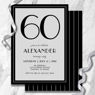 Convites Aniversário de 60 anos Moderno Minimalista Masculi