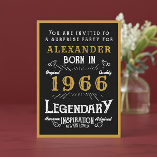 Convites Aniversário de 60 anos Personalizado 1966 Lenda Pr