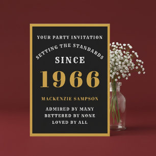 Convites Aniversário de 60 anos personalizado 1966 Preto Do