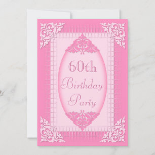 Convites Aniversário de 60 anos Rosa Elegante e Feminino