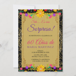 Convites Aniversário de 60 Anos Sorpresa Floral Colorida Me