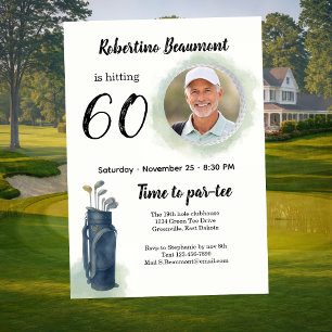 Convites Aniversário de 60 anos tema de golfe elegante masc