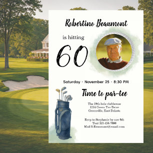 Convites Aniversário de 60 anos tema de golfe elegante masc