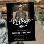 Convites Aniversário de 60 anos Vintage<br><div class="desc">Modelo de festa de aniversário de uma foto para adulto de qualquer idade retrô. Disponível como download digital imprimível.</div>