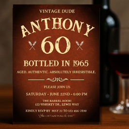 Convites Aniversário de 60 anos Vintage Engarrafado em 1965