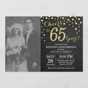 Convites Aniversário de 65 Anos de Casamento Quadro de Giz 